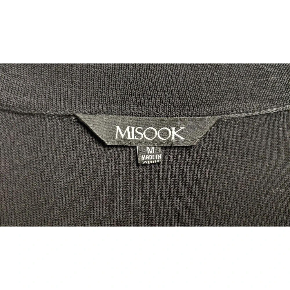 Women's MISOOK Black Knit Embroidered Blue/White Floral Design Jacket Medium